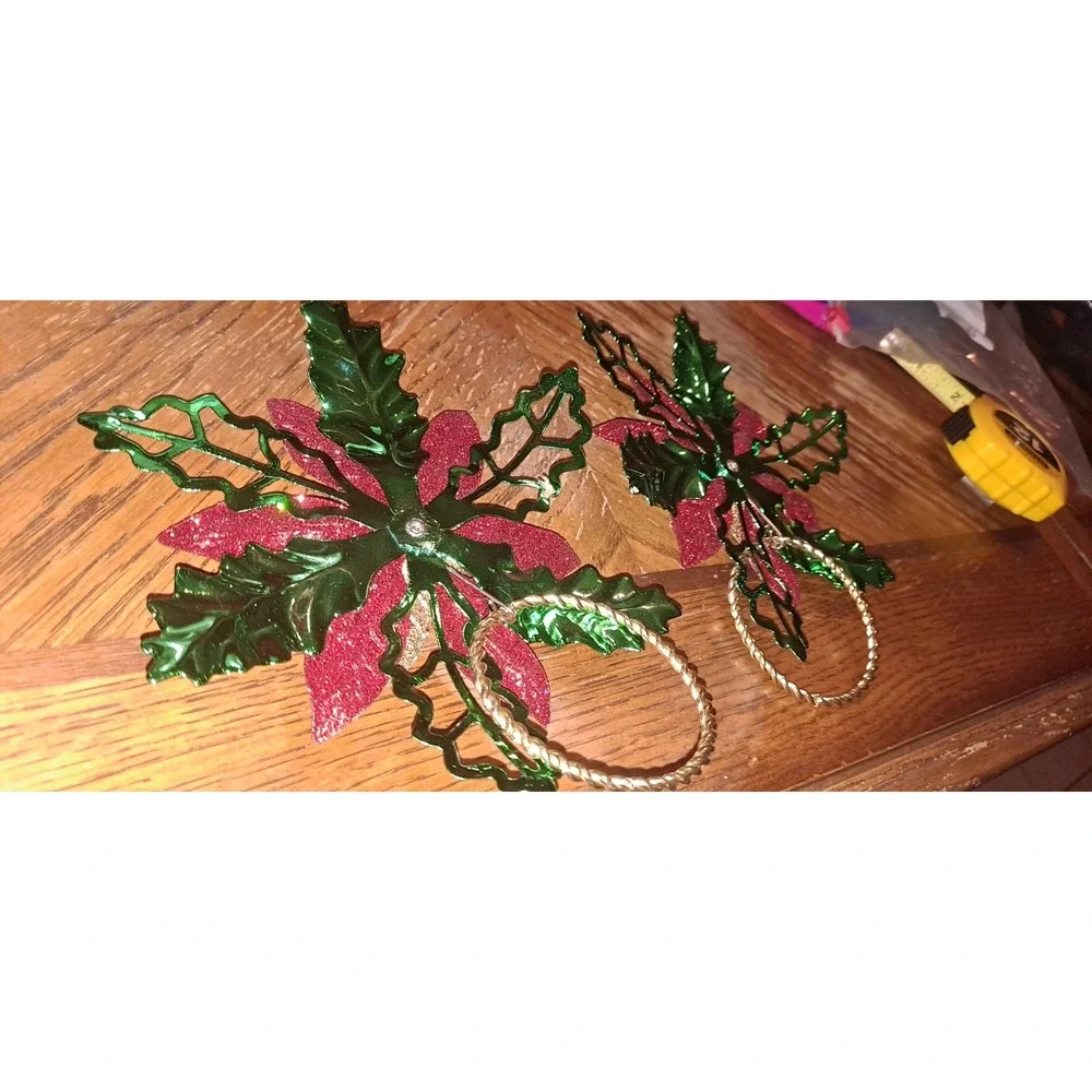 2‎ Beautiful Poinsettia Napkin Rings Christmas